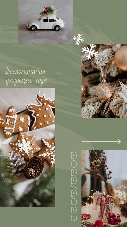Зеленый Фотоколлаж Новогодние Воспоминания История в Instagram