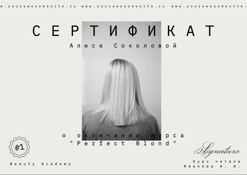 Элегантный Бежевый: Сертификат для Стилиста
