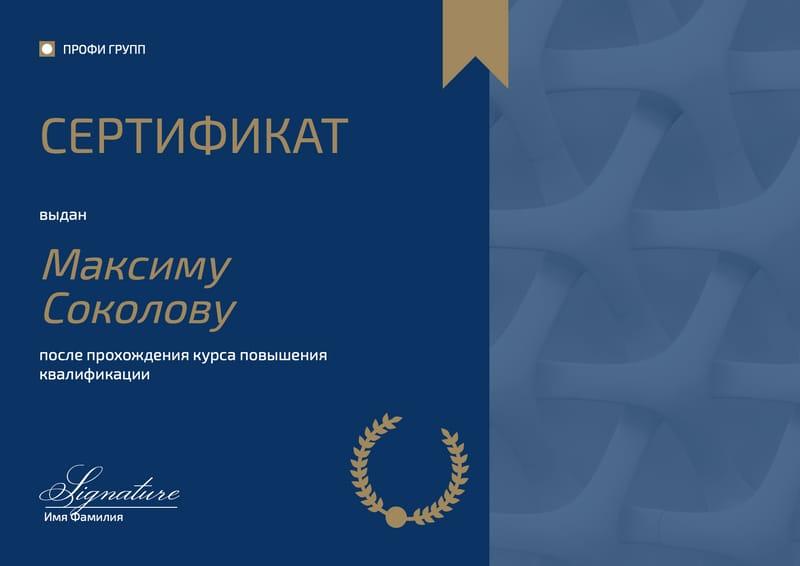 Сертификат для Бизнеса Профессионального Уровня