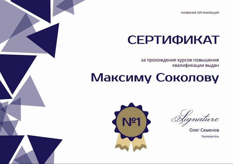Сертификат в Белом Цвете с Геометрическими Фигурами
