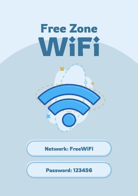 Зона Бесплатного Wi-fi Синий Плакат